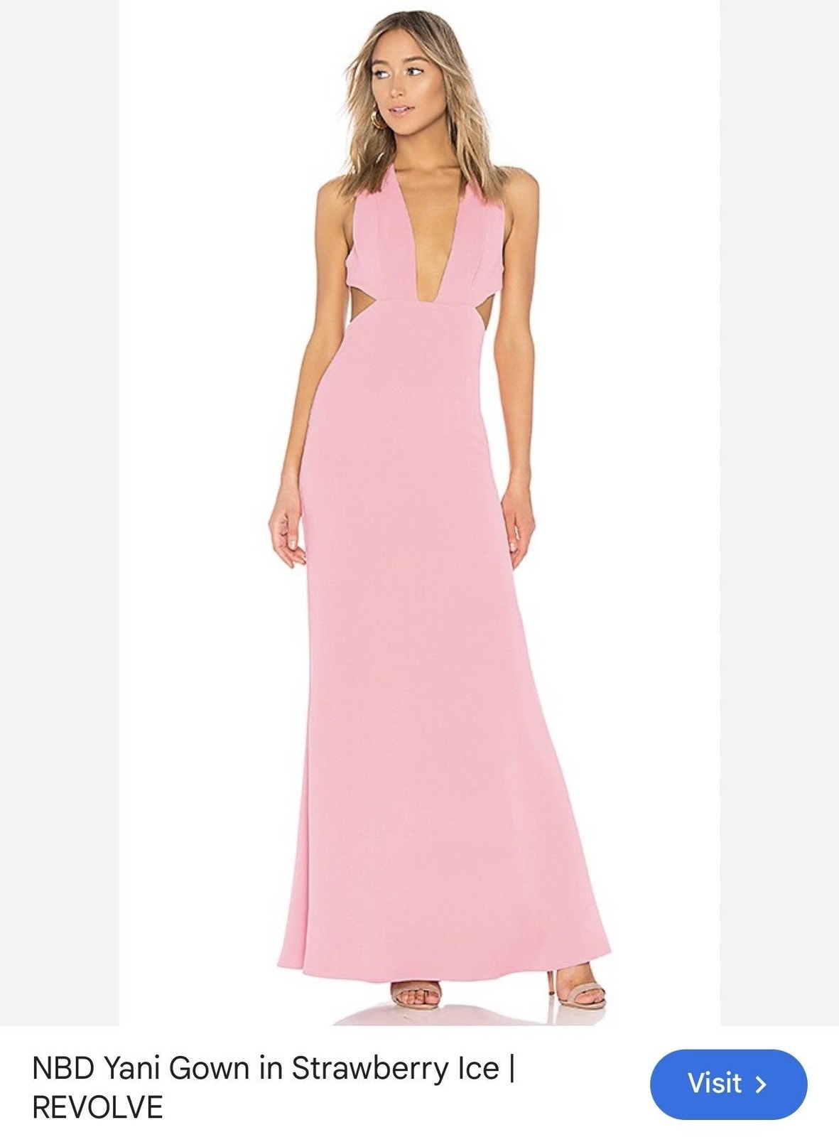 Nbd Dress Women's Xs Pink Yani Gown Cutout Backless V Neck Maxi Formal Wedding